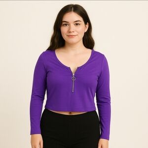 FCT with Love Basics Purple Cropped Top Size XL